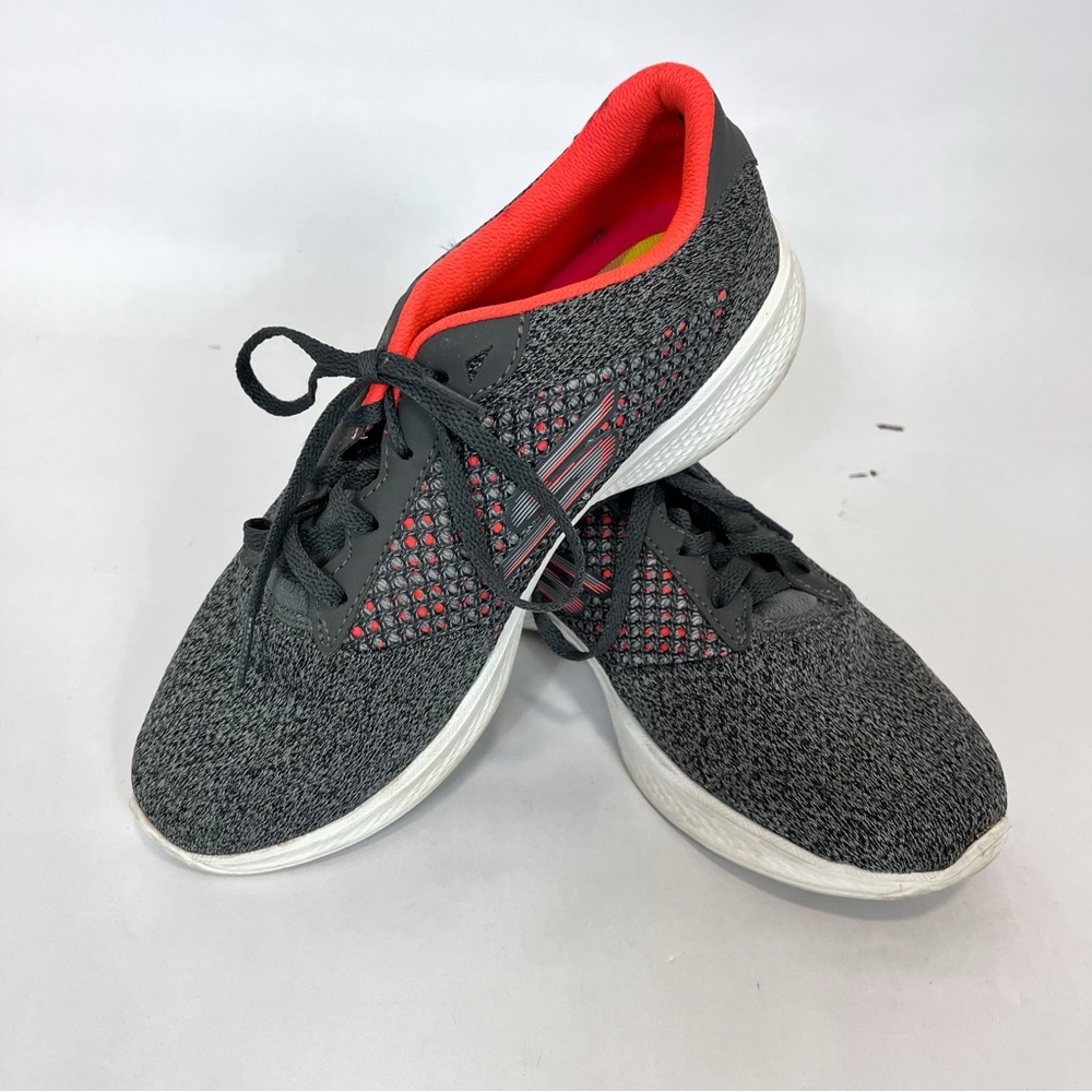 Skechers Goga Max Go Walk 4 Quick Fit Gray Orange Athletic Shoes